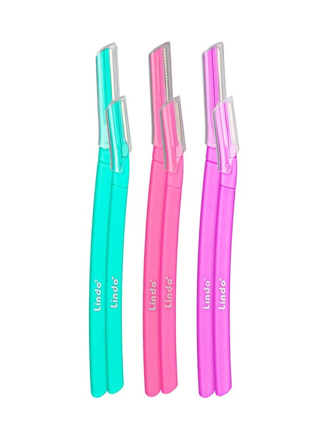 Lindo Brow Razor - Eyebrow Razor & Dermaplaning Tool, Multipurpose, Exfoliation, Face and Peach Fuzz facial Hair Removal dermaplane (6pcs) - Image 1